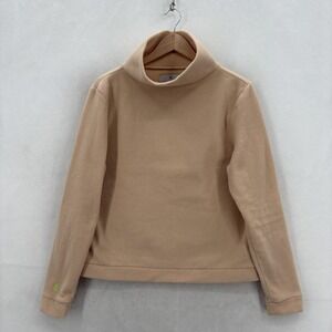 Dudley Stephens Shirt Womens Large Beige Fleece Mock Neck Thermal Top Pullover